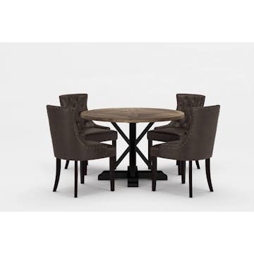 Matgrupp Bloomington Lyon Runt Matbord 120 cm Svart Bas med 4 Tuva Matstol