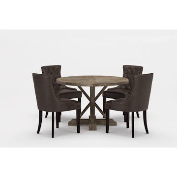 Matgrupp Bloomington Lyon Runt Matbord 120 cm med 4 Tuva Matstol