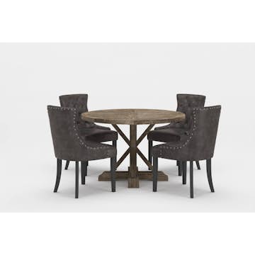 Matgrupp Bloomington Lyon Runt Matbord 120 cm med 4 Tuva Matstol