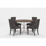 Matgrupp Bloomington Lyon Runt Matbord 120 cm Vit Bas med 4 Tuva Matstol