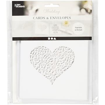 Kort Creativ Company och Kuvert Lyxiga Vit KortStl 13,5x13,5 cm KuvertStl 14,5x14,5 cm 5 set/1 Förp