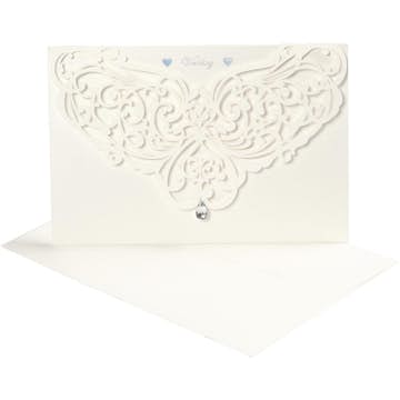 Kort Creativ Company och Kuvert Lyxiga KortStl 12x17,7 cm KuvertStl 18,x12,5 cm Råvit 5 set/1 Förp