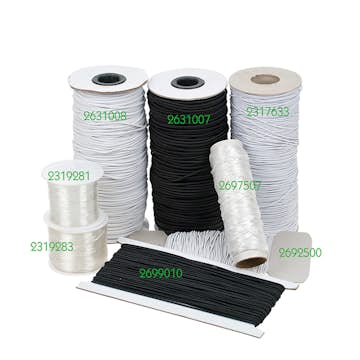 Gummitråd ABA Skol Vävklädd Vit 1 mm x200 M