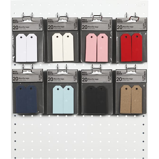 Manillamärken Creativ Company Stl 3x8 cm 220 g Mixade Färger 8x10 Förp/1 Förp