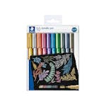 Fiberspetspennor ABA Skol Staedtler metallic 8323 10 färger