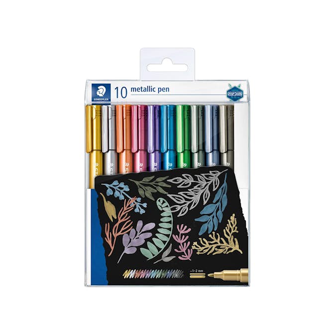 Fiberspetspennor ABA Skol Staedtler metallic 8323 10 färger
