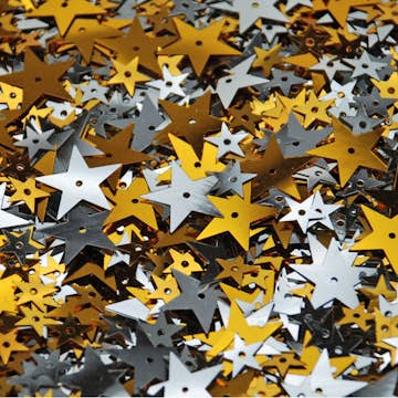 Paljettmix ABA Skol Guld- Guld- Silver stjärnor 100 G