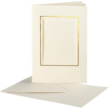 Passepartoutkort Creativ Company med kuvert KortStl 10,5x15 cm Fyrkantig Utskärning md Guldkant