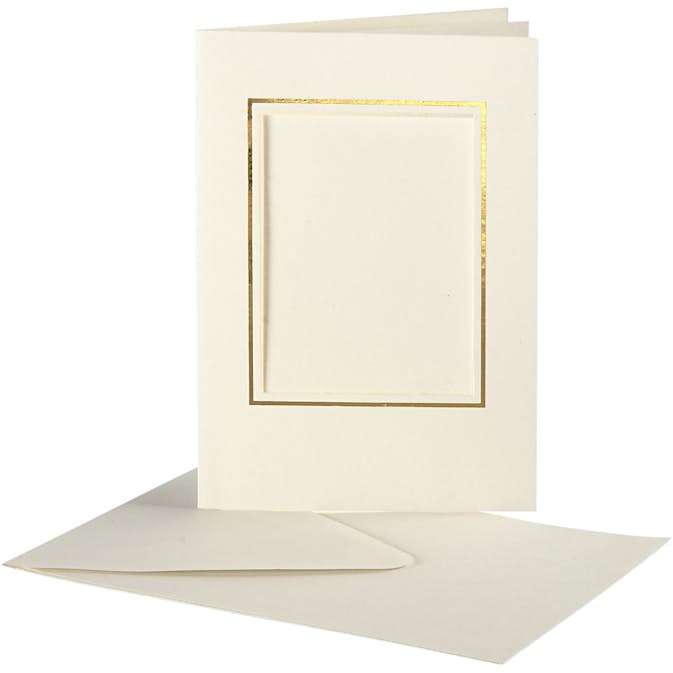 Passepartoutkort Creativ Company med kuvert KortStl 10,5x15 cm Fyrkantig Utskärning md Guldkant