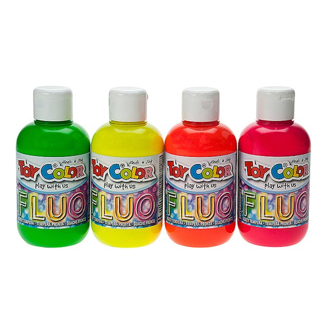 Färg ABA Skol Ready Mixed 4 Fluorescerande Färger x250 ml