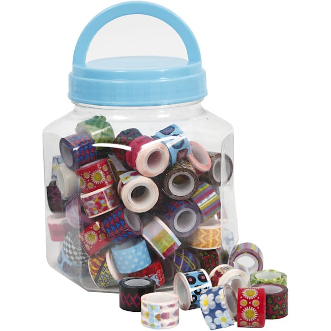 Tejp Creativ Company Mönstrad Mixade Färger 90X2 m/1 Burk