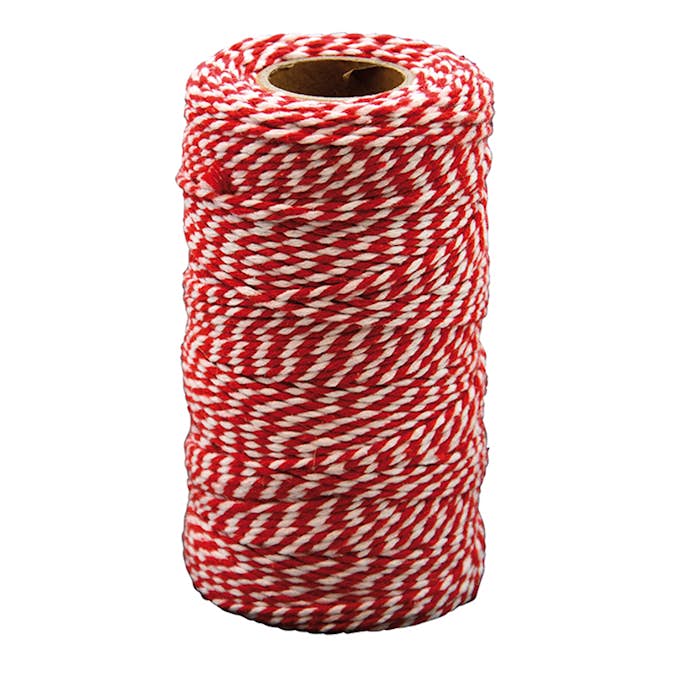 Bomullssnöre ABA Skol Röd/vit 100 M x2 mm