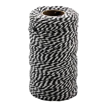 Bomullssnöre ABA Skol Svart/vit 100 M x2 mm