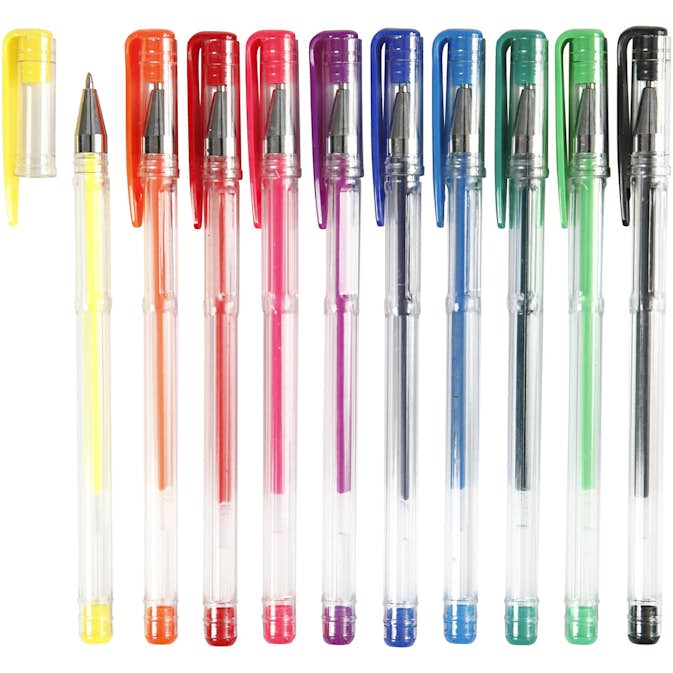 Kulspetspennor Creativ Company gel Mixade Färger Spets 0,8 mm 10 Mix/1 Förp