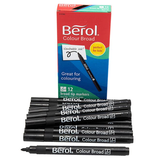 Tuschpennor Berol Colour Broad 12 Svarta Pennor