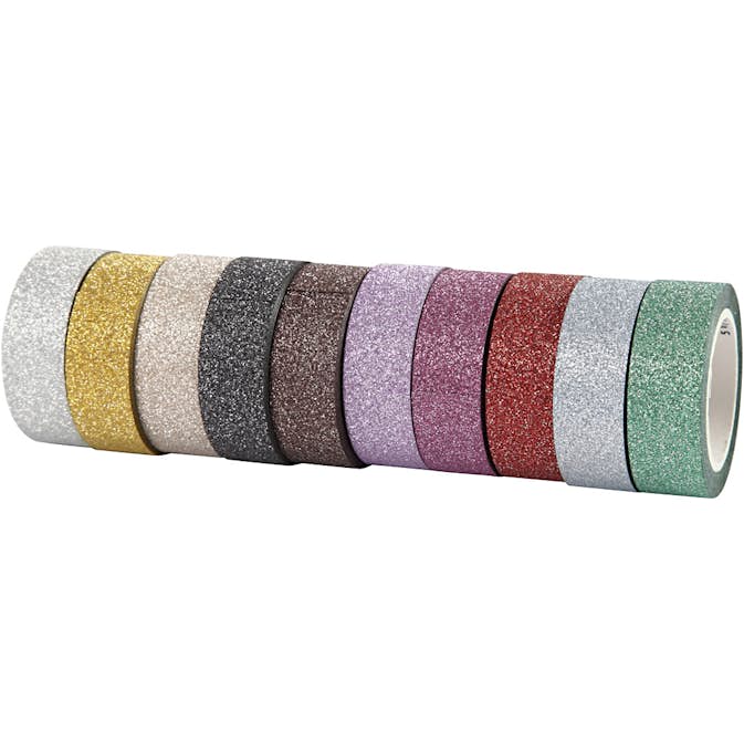 Glittertejp/Washitejp Creativ Company Mixade Färger 10X6 m/1 Förp