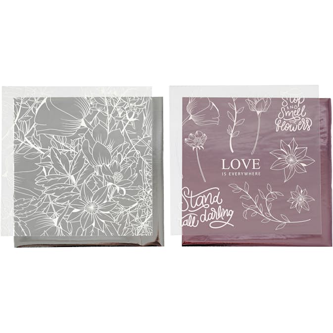 Dekorationsfolie Creativ Company Och Limark med Motiv Rosa Silver Blommor 4 Ark/1 Förp