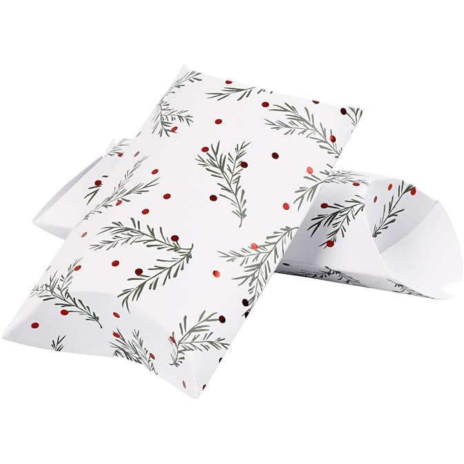 Presentask Creativ Company Grön Metallröd Vit Grangren med Julkulor Stl 239x15x6 cm 3 st/1 Förp