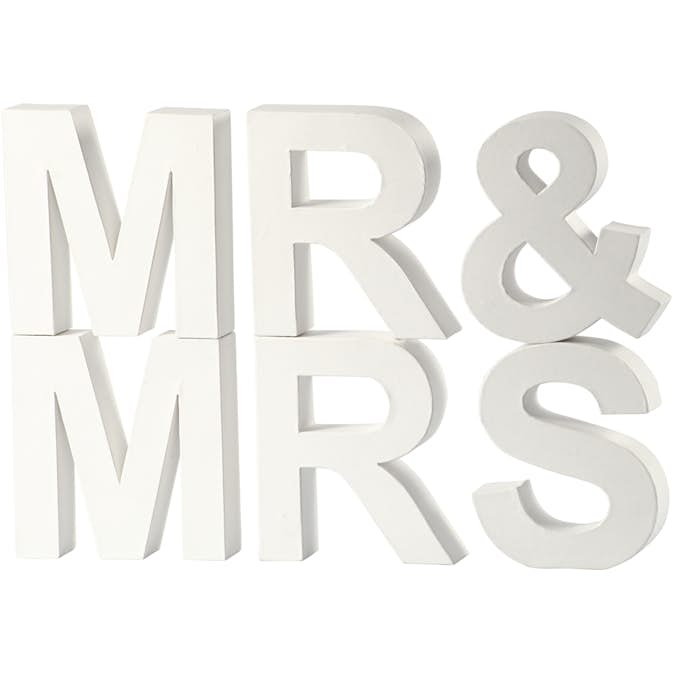 Bokstäver Creativ Company Vit Mr & Mrs 175 cm Djup 45 cm 1 Set