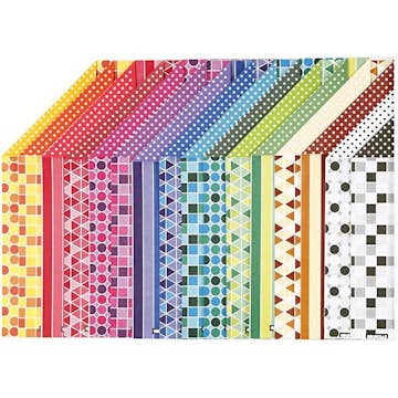 Färgad kartong Creativ Company A4 210x297 mm 16 Mix Ark/1 Förp Mönstrade