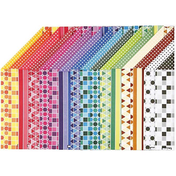 Färgad kartong Creativ Company A4 210x297 mm 16 Mix Ark/1 Förp Mönstrade