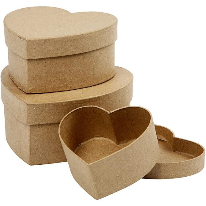 Handgjorda Askar Creativ Company Pappaskar Hjärta 3 st/ 1 Set