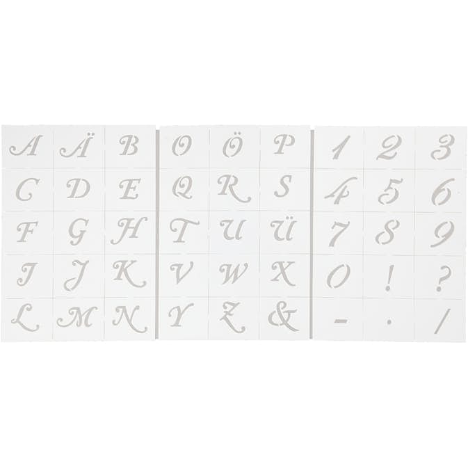 Schabloner Creativ Company Bokstäver Och Siffror A5 148x210 mm 3 Ark/1 Förp