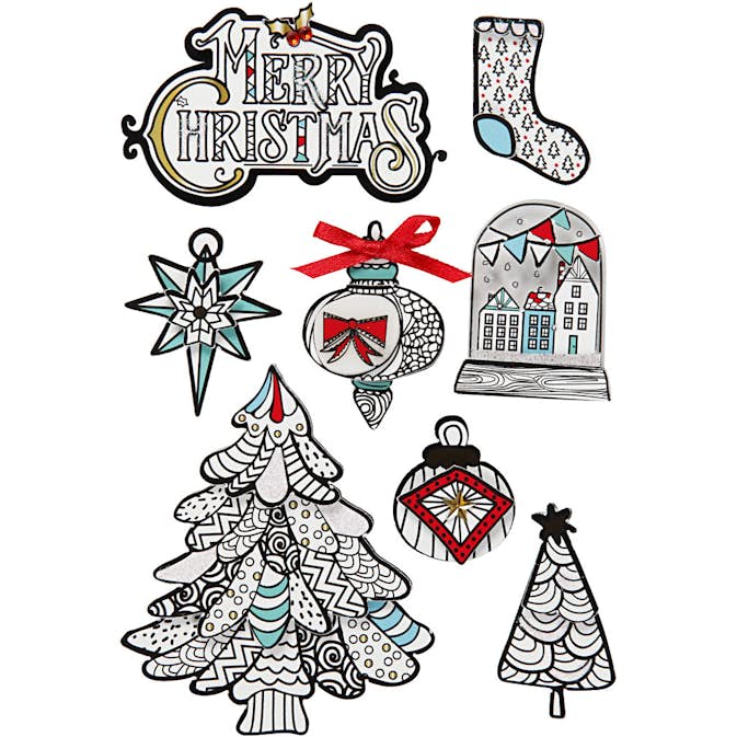 3D-stickers Creativ Company Grafiska Julmotiv 8-pack