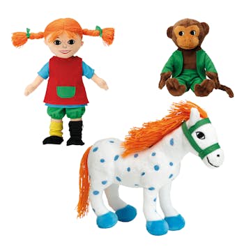 Dockset Pippi Lekvänliga Figurer med Dockvagn