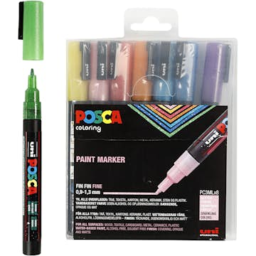 Märkpenna Creativ Company Posca Glitter Färger Nr. PC-3ML Spets 0,9-1,3 mm 8 St/1 Förp