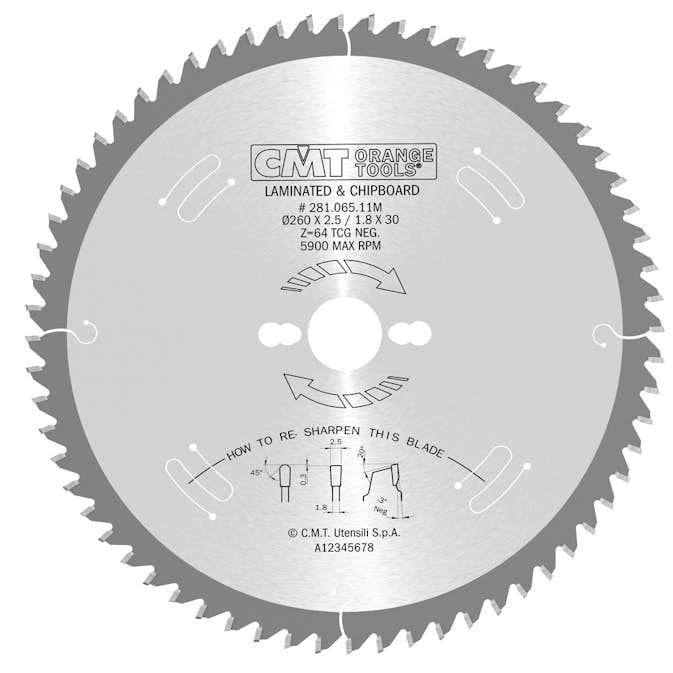 Formatsågklinga CMT Orange Tools TF Laminat/Spånskivor