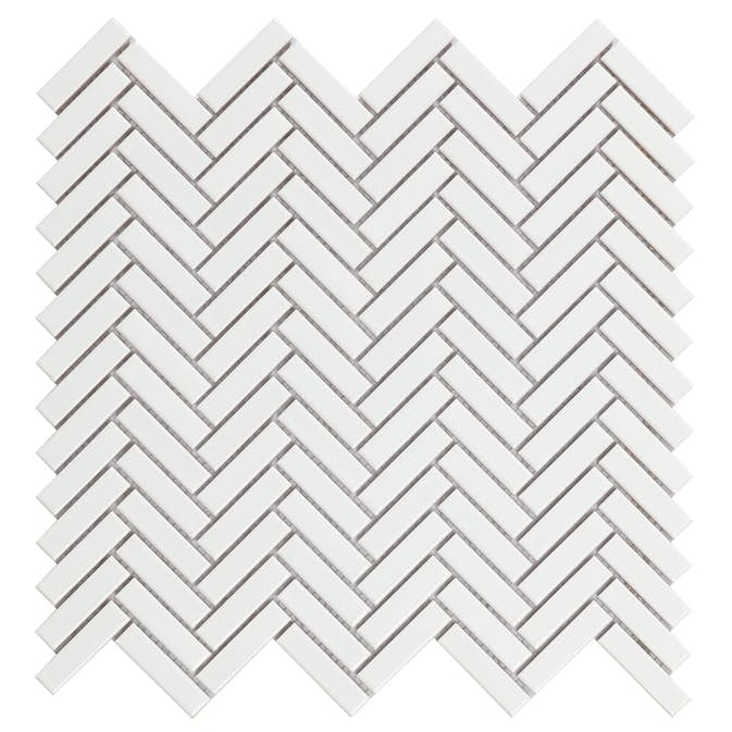 Mosaik Lhådös Fishbone White Glossy cm