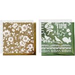 Dekorationsfolie Creativ Company Och Limark med Motiv Guld Grön Blommor 2x2 Ark/1 Förp