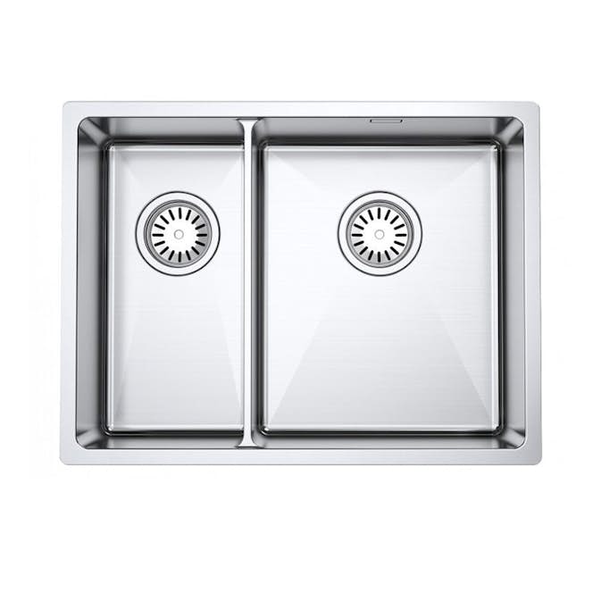 Diskho DecoSteel DI-ART 2033 Rostfri Dubbel med Korgventil & Vattenlås