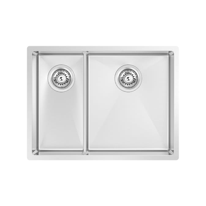 Diskho DecoSteel Combo Slim 2034 Rostfri Dubbel med Korgventil & Vattenlås