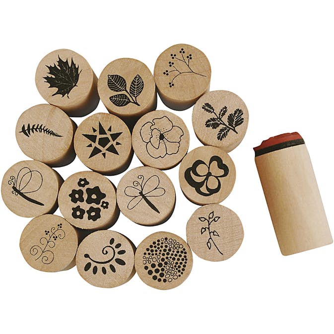 Stämpelset Creativ Company Deco Art Blommor och Blad 15-pack