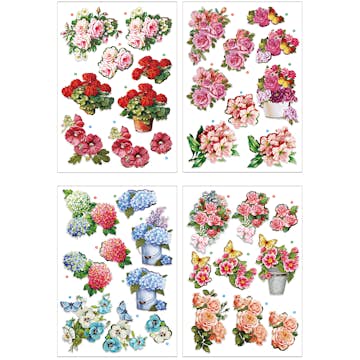 Väggdekor Creativ Company 3D Motiv Blommor 4 Ark/1 Förp