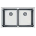 Diskho DecoSteel SQ3434 Rostfri Dubbel med Korgventil & Vattenlås