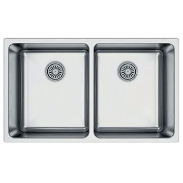 Diskho DecoSteel SQ3434 Rostfri Dubbel med Korgventil & Vattenlås