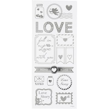Stickers Creativ Company Love 10x24 cm 1 Ark Silver