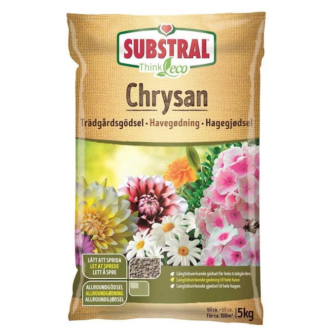 Trädgårdsgödsel Substral Chrysan 5 kg, Fullgödselmedel med Växtnäring för Inomhus- & Utomhusbruk