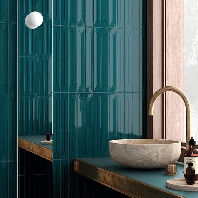 Klinker Lhådös Vitral Dekor Petrol 5x40 cm