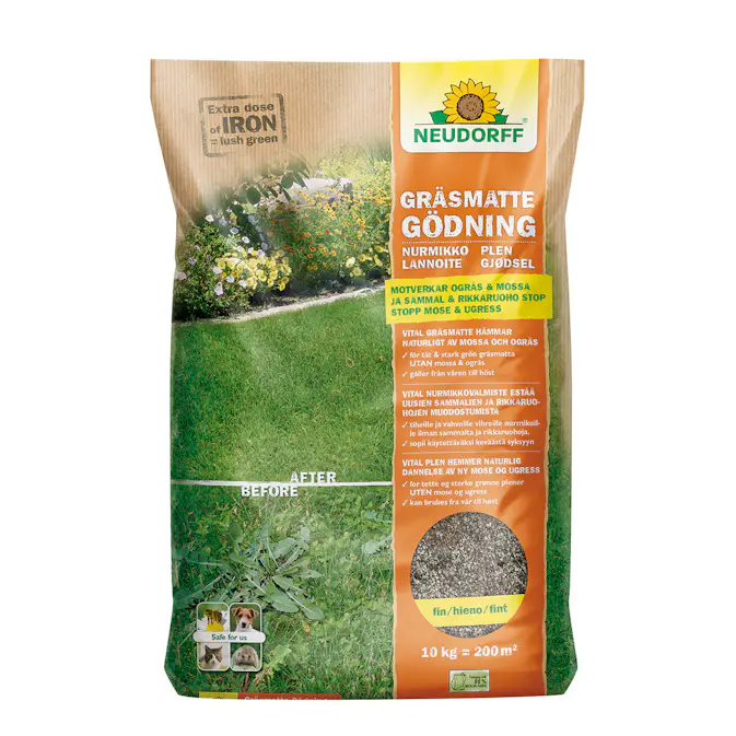 Växtnäring Neudorff 10 kg För Gräsmatta Motverkar Ogräs & Mossa