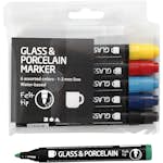 Glas- och Porslinstusch Creativ Company Standardfärger Spets 1-3 mm Semi Opaque 6 st/1 Förp