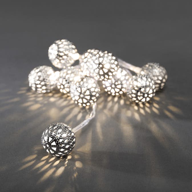 Ljusslinga Gnosjö Konstsmide 10 Metallbollar LED
