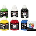 Akrylfärg Creativ Company A-color Primärfärger Nr 01 Blank 6st 500 ml/1 Förp
