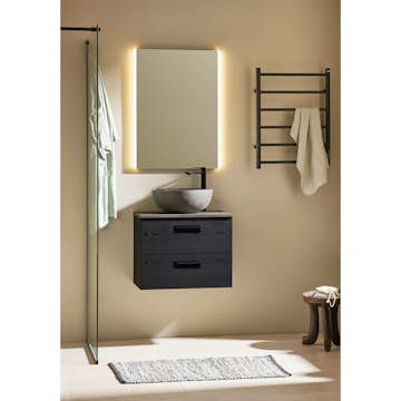 Tvättställsskåp Noro Relounge Svart Trästruktur Med Bänkskiva Cementgrå