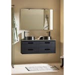 Tvättställsskåp Noro Relounge Svart Trästruktur Med Bänkskiva Cementgrå