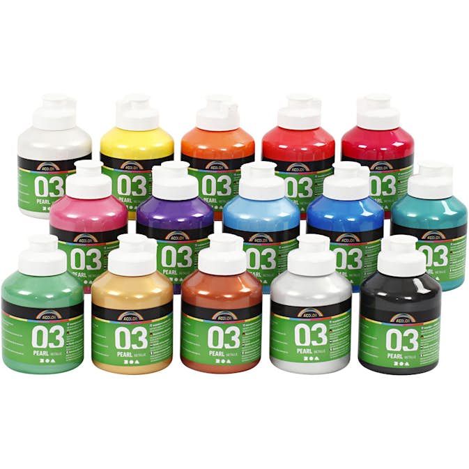 Akrylfärg Creativ Company A-color Mixade Färger Nr. 03 Metallic 15st 500 ml/1 Låda