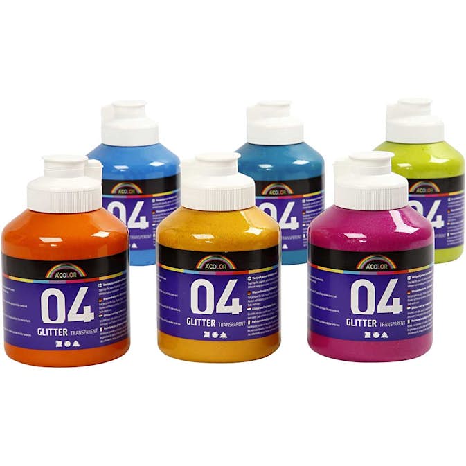Glitterfärg Creativ Company Mixade Färger Nr. 04 6x500 ml/1 Låda